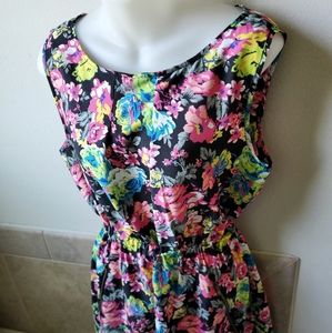 Speed Control Black Multicolored Floral Dress
